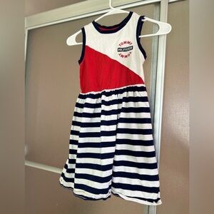 Tommy Hilfiger Red and Navy Striped Sleeveless Dress